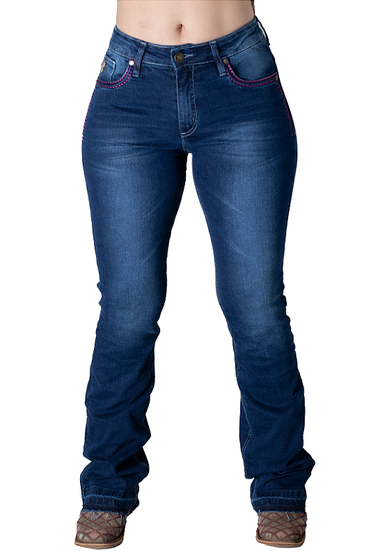 CALÇA JEANS FEMININA COUNTRY RAINBOW - Velho Oeste - Moda Country