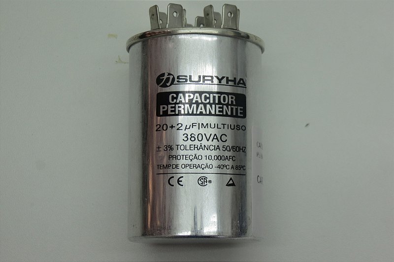 CAPACITOR PERMANENTE 20+2uf380V Peças Pro Ar