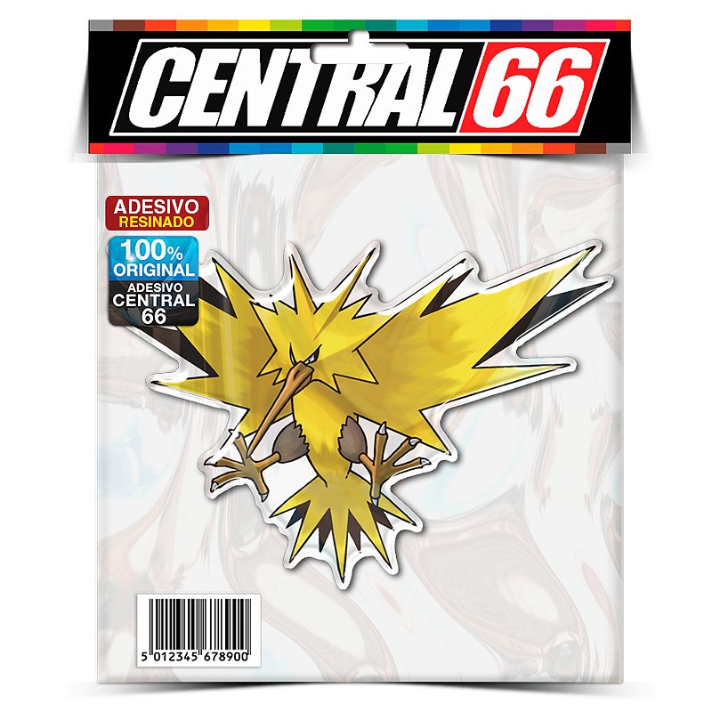 Adesivo Resinado Pokemon - Zapdos Passaro Amarelo - Central 66