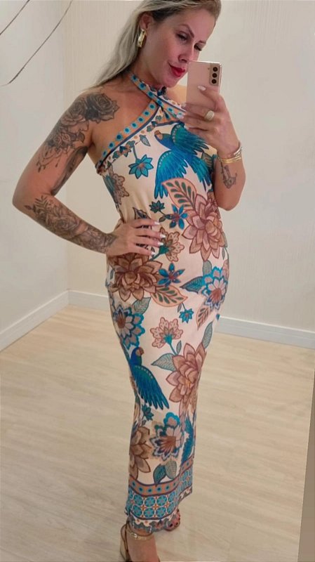 Vestido Longo Estampado  Luna