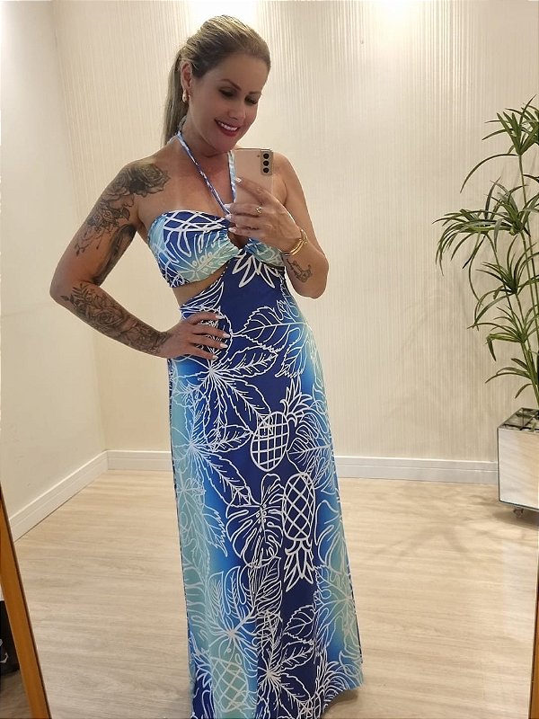 Vestido Longo Estampado Floriza