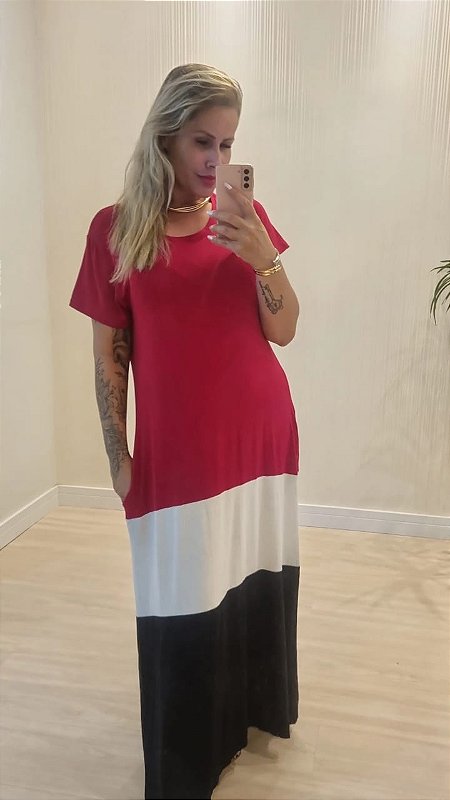 Vestido Longo Madri Tricolor G