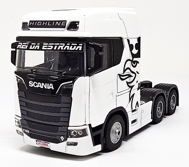 MINIATURA SCANIA 770S BRANCA V8 HIGHILINE - ESCALA 1/50 - 12 CM