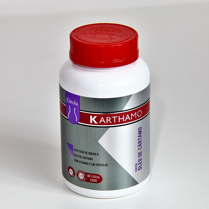 Ôleo de Cártamo(L.A) + Vitamina E - 1g - KARTHAMO -120 cápsulas - KANSLA -  Pharmakon - Manipulação e Homeopatia