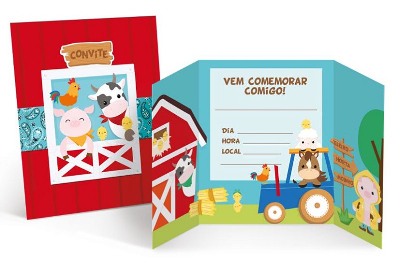 Lembrancinha de Aniversário Infantil Luxo/Cristal no tema Fazendinha  Vermelha