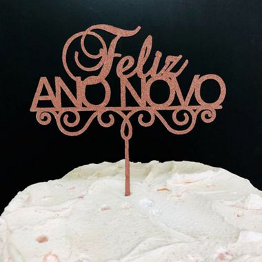 Topo de bolo de Natal Feliz Aniversário – Decoração de bolo de árvore de  Natal com glitter