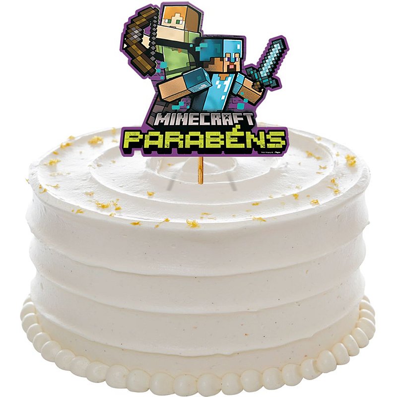 Bolo de aniversário! 💚 #minecraft - Panificadora Regimar
