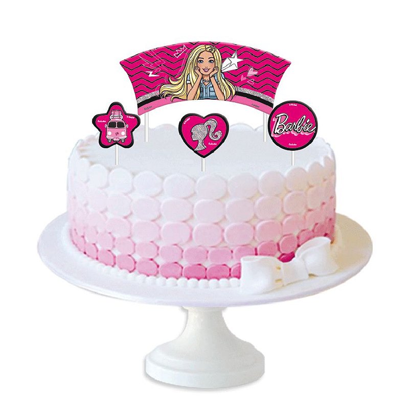 Topper de bolo de princesa rosa e laço, flor para decorações de