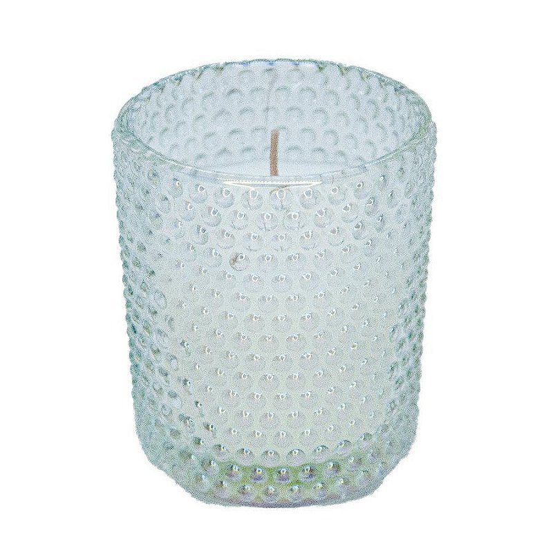 Vela Aromática em Porta Velas de Bolinhas - Transparente Perolada