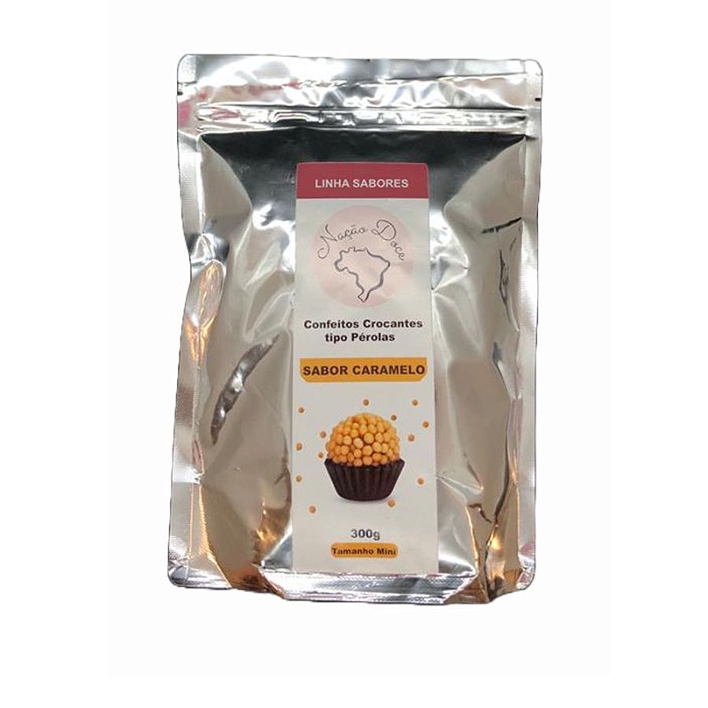 Confeitos Mini Crocantes - Tipo Pérolas - Caramelo - 300g - 1 unidade -  Nação Doce - Rizzo - Rizzo Embalagens