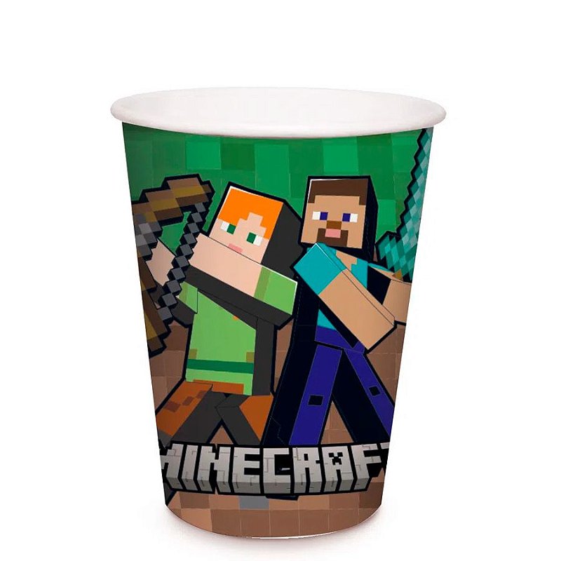 Copo de Papel Minecraft - 240 ml - 8 unidades - Cromus - Rizzo - Rizzo ...