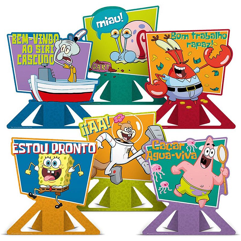 Topo de Bolo - Bob Esponja - 5 unidades - Regina - Rizzo - Rizzo