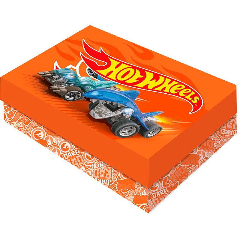 Caixa para Presente Retangular M - Hot Wheels - 1 unidade