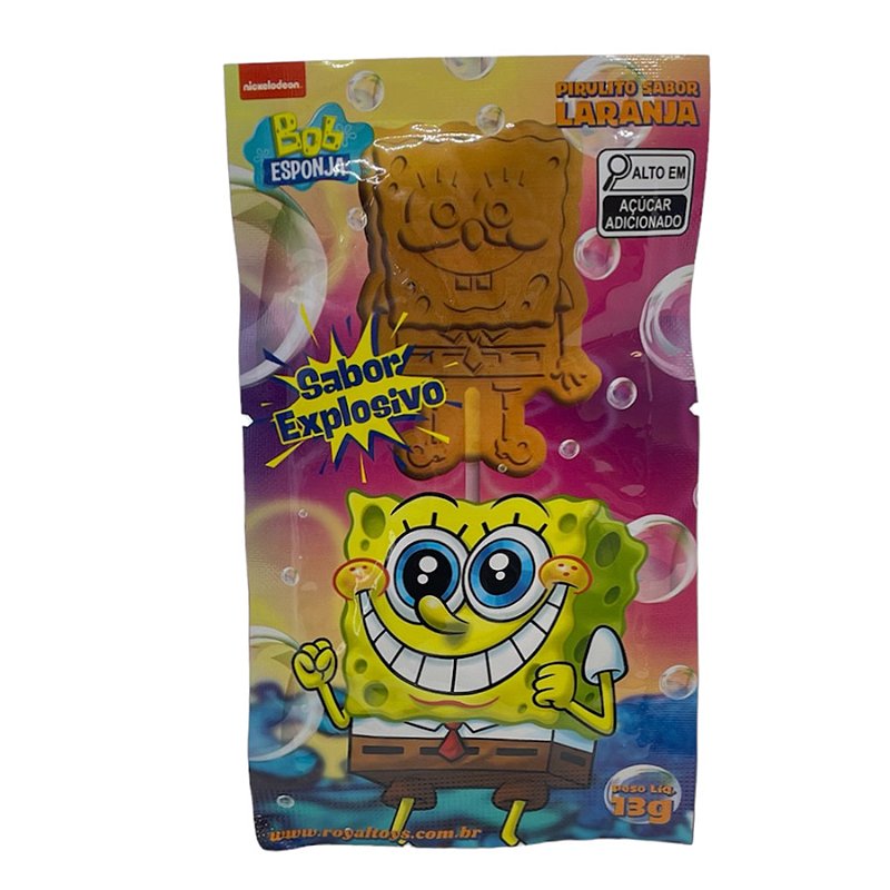 Pirulito Bob Esponja Sabor Laranja Explosivo - 13g - 1 unidade - Rizzo ...