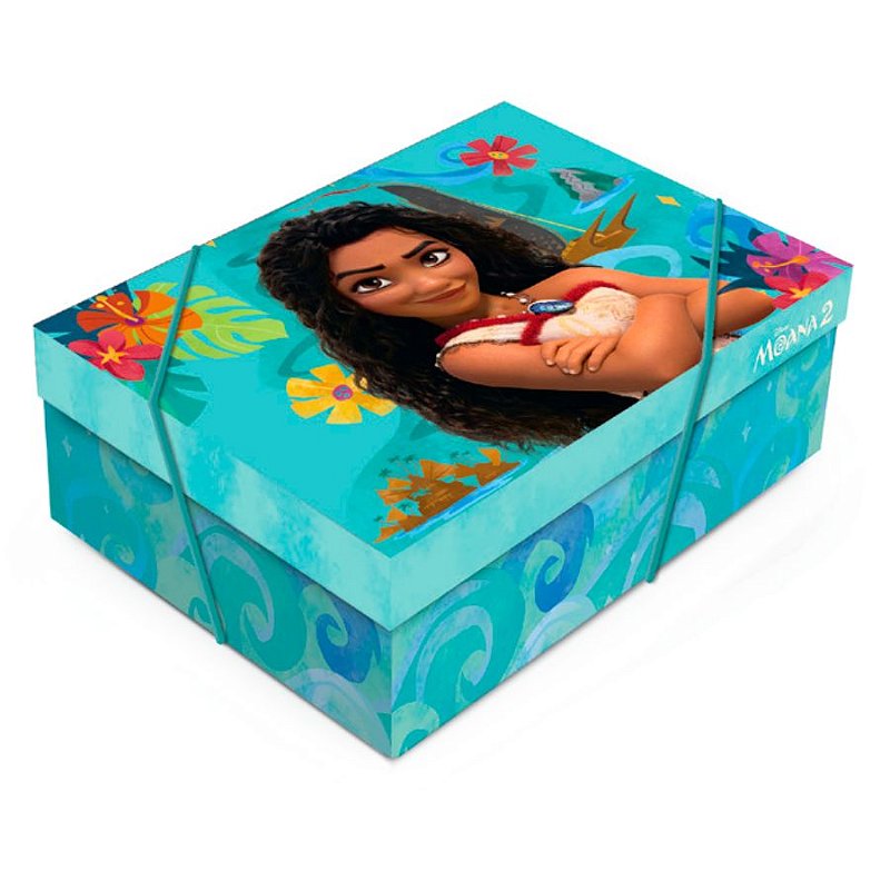 Caixa Retângular Com Tampa - Moana 2 - 35x25x11cm - 1 unidade