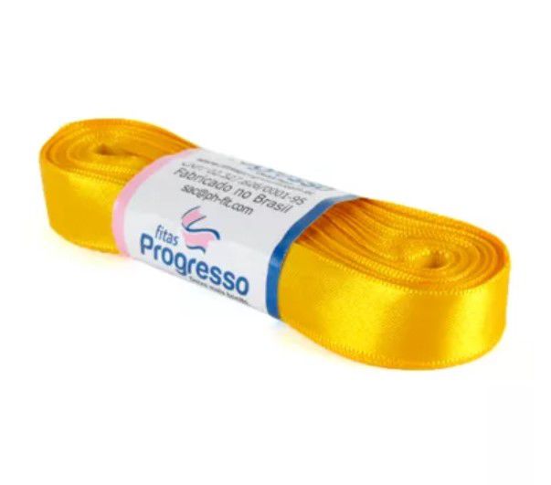 Fita de Cetim Progresso 15mm nº3 - 10m Cor 038 Amarelo Ouro - 01 unida -  Rizzo Embalagens