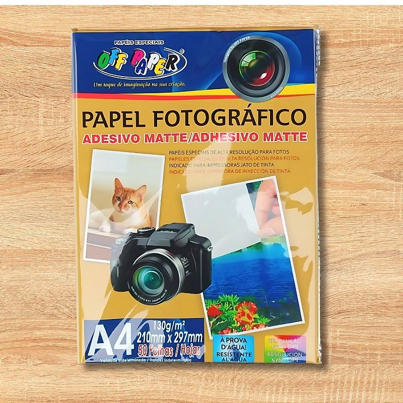 Papel Fotográfico Autoadesivo - 100 Folhas 21x28cm, Brilhante, 135g/m²