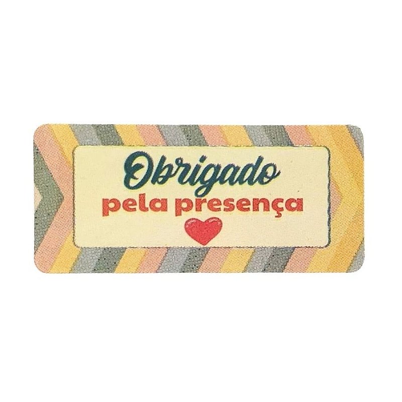 Etiqueta Adesiva - Obrigado Pela Presença Colorido - 4x2cm - 100 ...