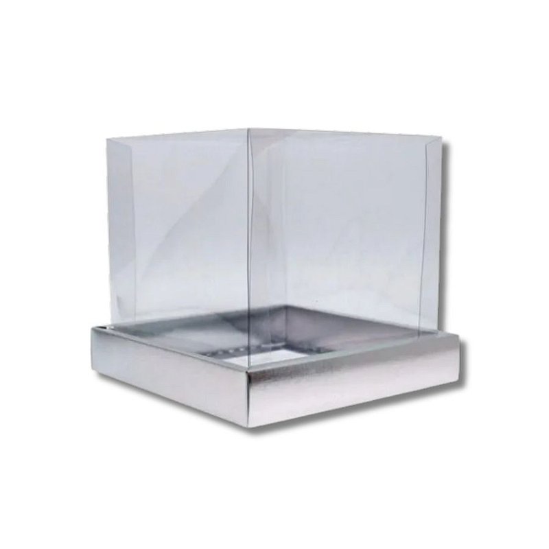 Pvc Bolo Caixa Para Bolo Pvc Base Prata Texturizada - 12x12x12cm - 5 unidades ...
