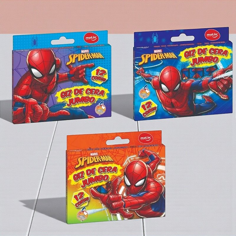 Giz de Cera Homem Aranha - Jumbo - 12 Cores - Disney Original - 1