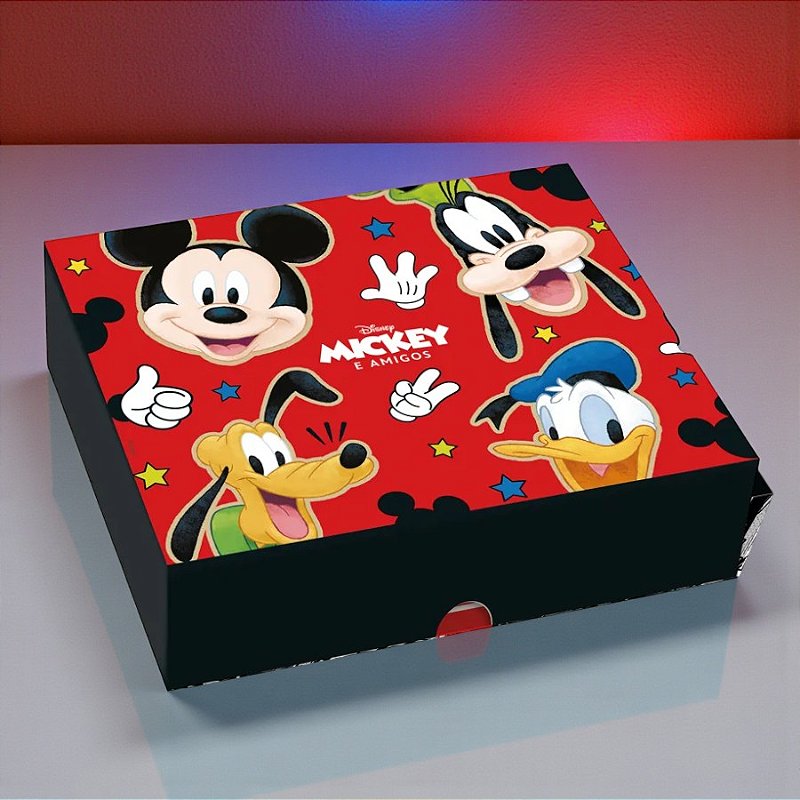 Caixa Retangular Com Tampa - Turma do Mickey - G 30x24x6cm