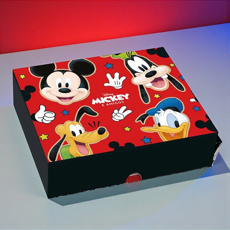 Caixa Retangular Com Tampa - Turma do Mickey - P 17x13,5x4,5cm