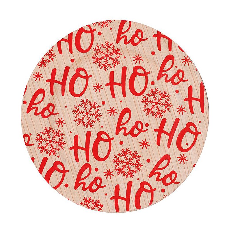Sousplat HoHoHo Bege e Vermelho 33cm - 01 unidade - Cromus Natal