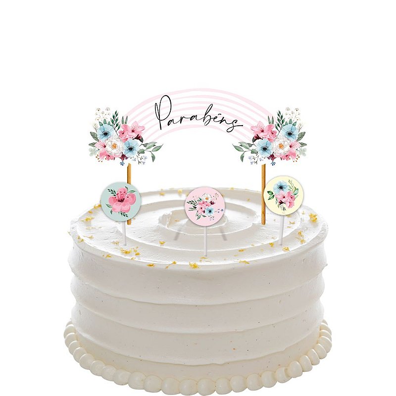 Happy 14th Birthday Pretty Cake Topper Glitter Card -  Portugal