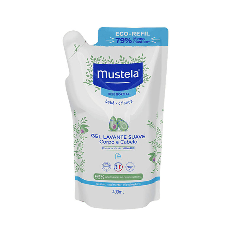Mustela Gel Lavante Suav Pele Normal Bebê e Criança Refil 400ml ...