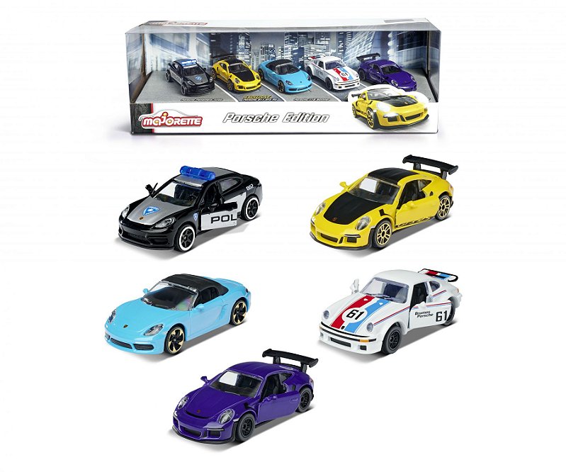 1/64 MAJORETTE CONJUNTO COM 5 VEICULOS SERIE PORSCHE