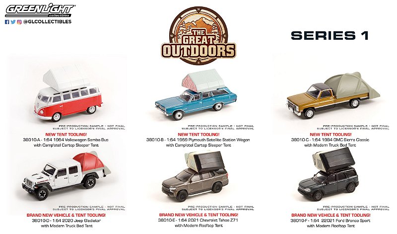 1/64 GREENLIGHT SORTIMENTO THE GREAT OUTDOORS SERIE 1