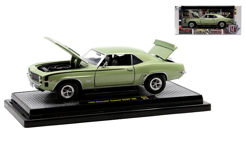 1/24  M2 MACHINES 1969 CHEVROLET CAMARO SS/RS 396 FROST GREEN METALLIC