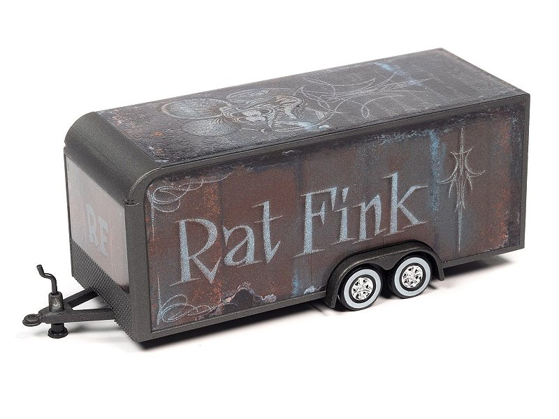 1/64 AUTO WORLD RAT FINK GUNMETAL TRAILER