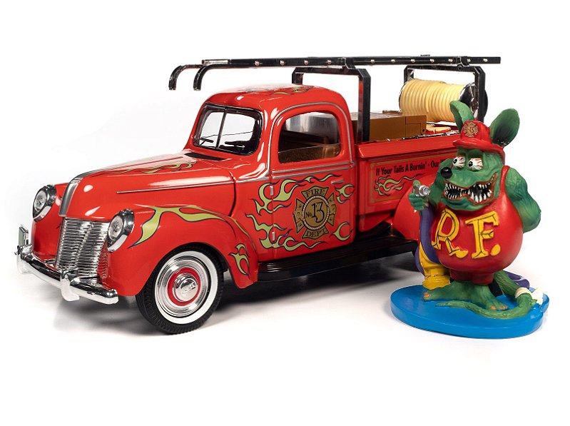 1/18 AUTO WORLD RAT FINK TRCUK BOMBEIRO COM BONECO