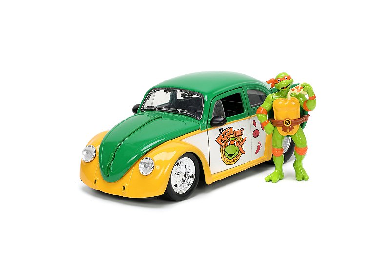 1/24 1959 VW FUSCA TARTARUGA NINJA COM BONECO MICHELANGELO