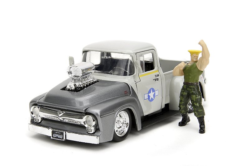 1/24 1956 FORD F100 PICK UP COM BONECO GUILE STREET FIGHTER