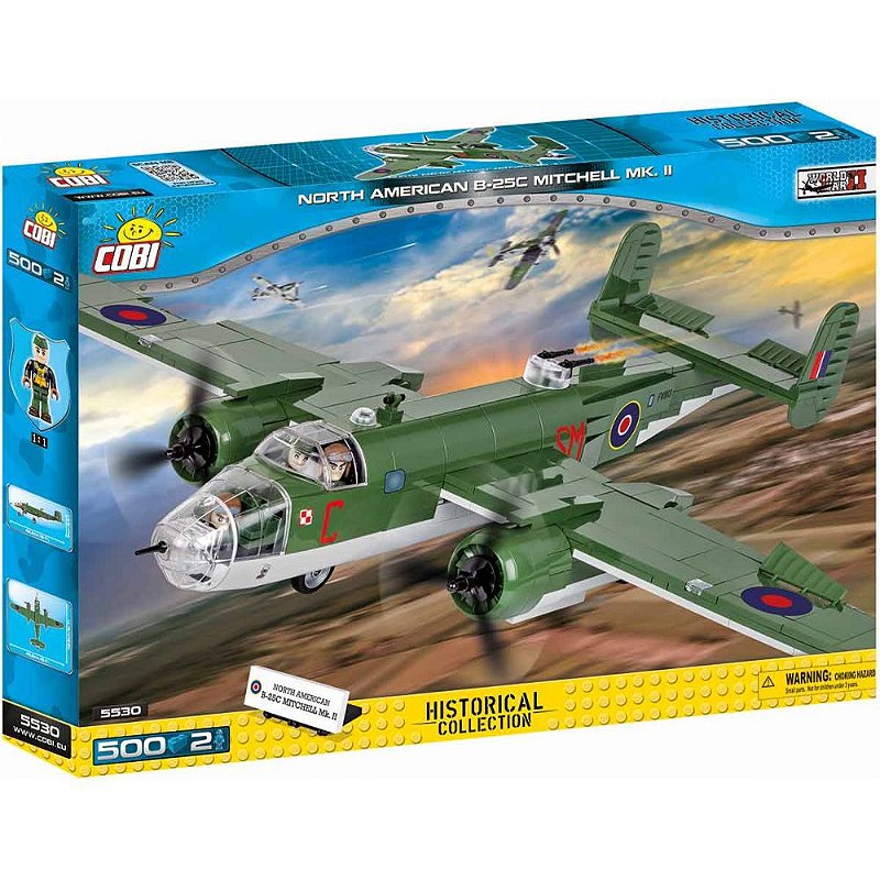 AVIÃO MILITAR NORTH AMERICAN B C25C BLOCOS PARA MONTAR COM 500 PÇS