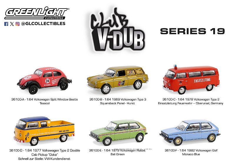 1/64 GREENLIGHT SORTIMENTO VEE-DUB SERIES 19