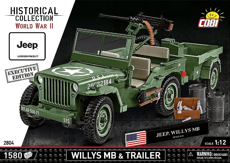 JEEP WILLYS COM TRAILER EDIÇÃO EXECUTIVA BLOCOS PARA MONTAR COM 1580 PCS