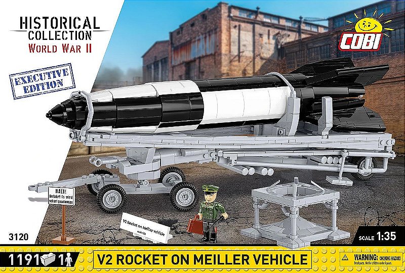 TRAILER LANÇADOR COM MISSEL BALÍSTICO ALEMÃO V2 BLOCOS PARA MONTAR COM 1191PCS
