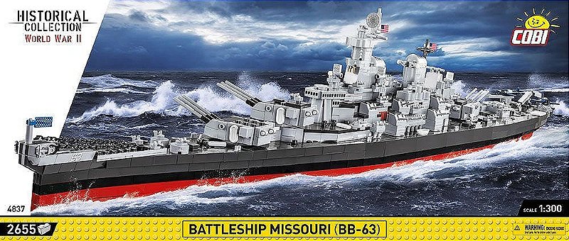 NAVIO DE GUERRA COURAÇADO USS MISSOURI BB-6 BLOCOS PARA MONTAR COM 2655 PCS