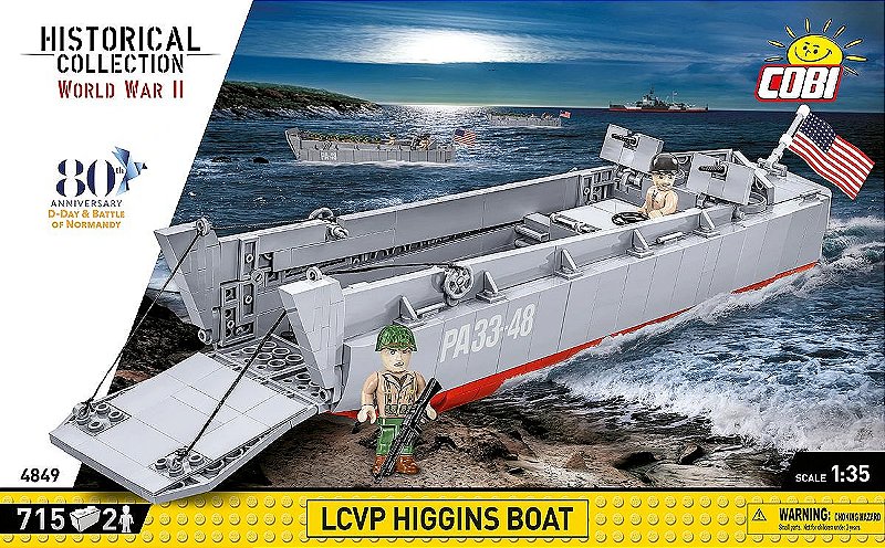 BARCO DE TRANSPORTE AMERICANO LCVP HIGGINS BOAT BLOCOS PARA MONTAR COM 715 PCS