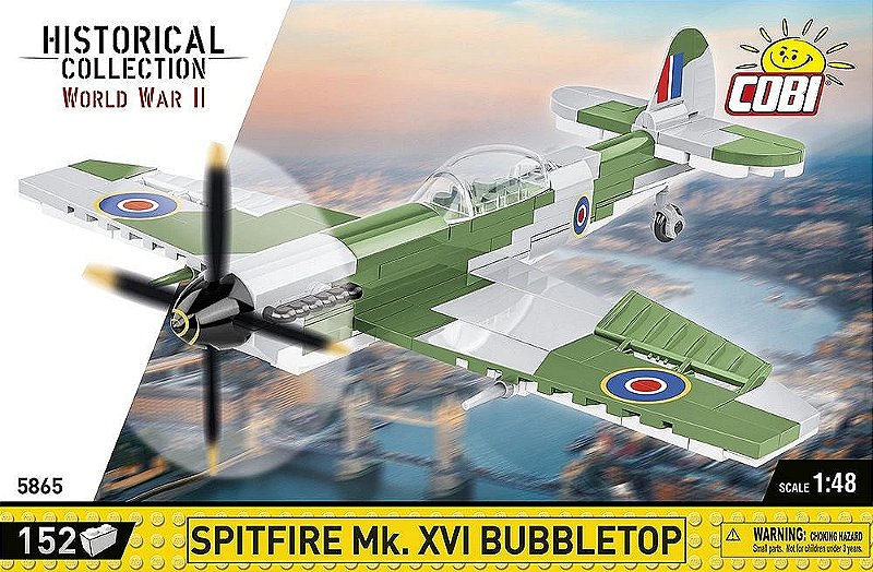 AVIÃO MILITAR BRITANICO SPITIFIRE MK.XVI BUBBLETOP BLOCOS PARA MONTAR COM 152 PCS