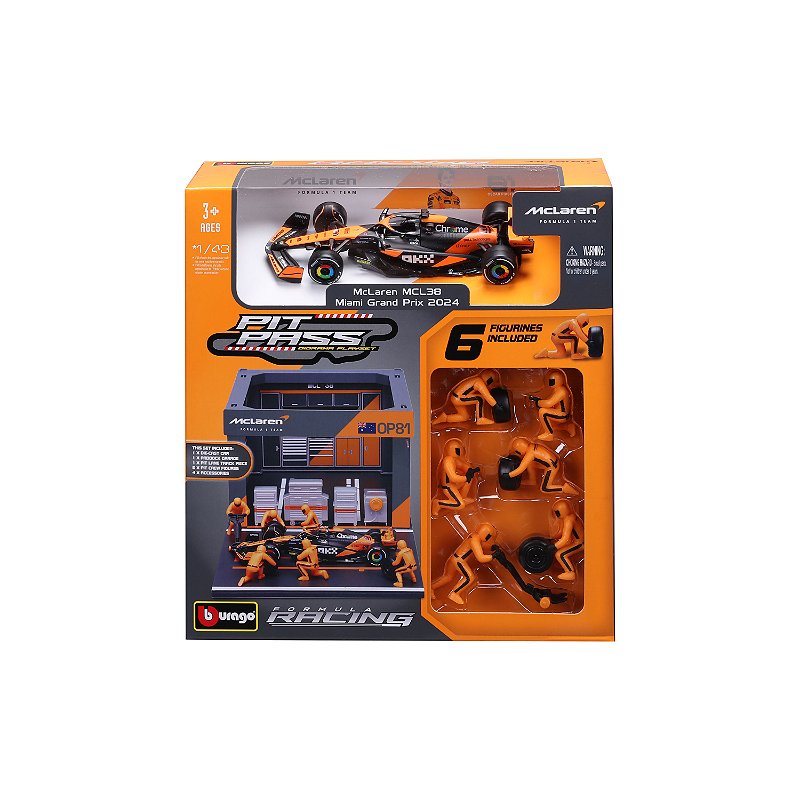1/43 DIORAMA PIT STOP COM ACESSORIOS F-1 2024 MCLAREN MCL38 #81 PIASTRI