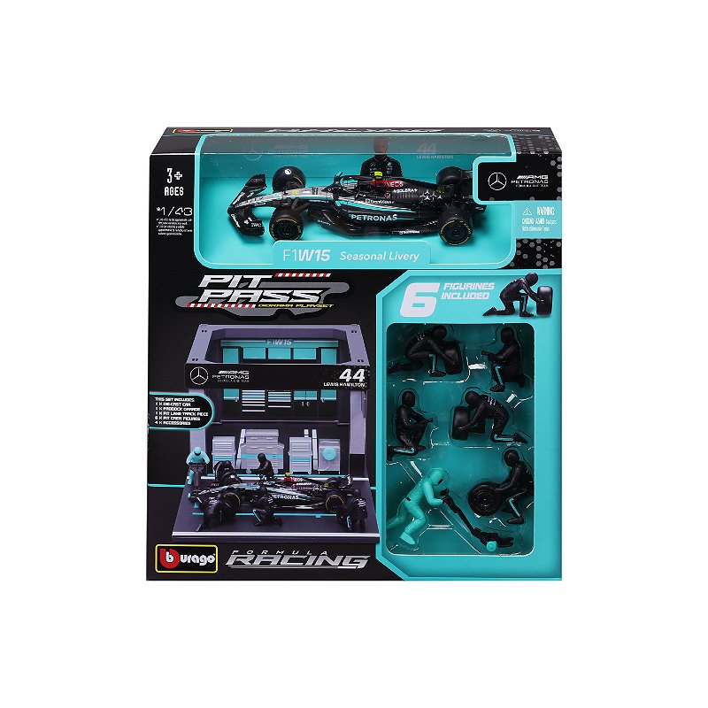 1/43 DIORAMA PIT STOP COM ACESSORIOS F-1 2024 MERCEDES-AMG W15 #44 HAMILTON
