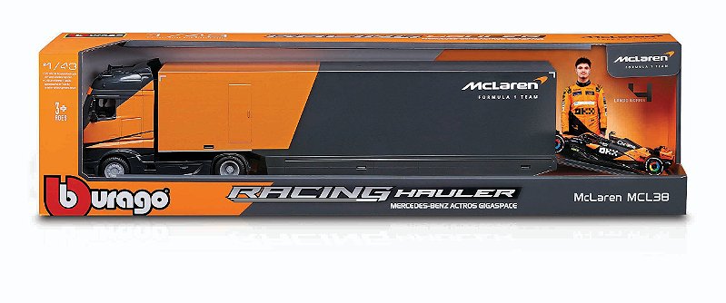 1/43 CAMINHÃO DE TRANSPORTE F-1 2024 MCLAREN MCL38 #4 NORRIS