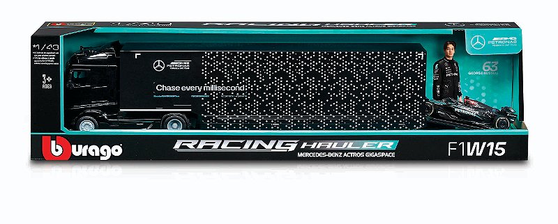 1/43 CAMINHÃO DE TRANSPORTE F-1 2024 MERCEDES-AMG W15 #63 RUSSELL