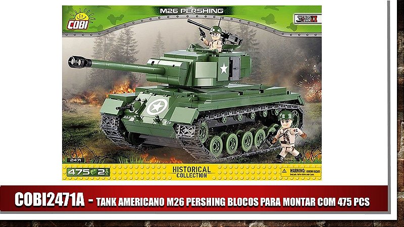 TANK AMERICANO  M26 PERSHING BLOCOS PARA MONTAR COM 475 PCS