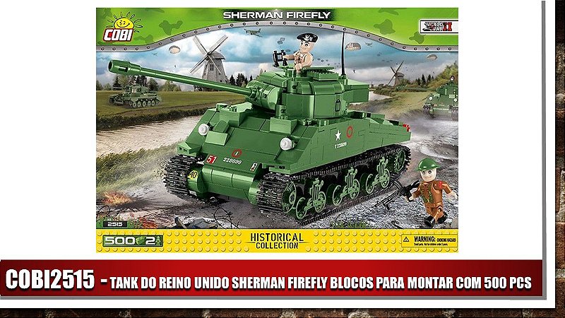 TANK DO REINO UNIDO SHERMAN FIREFLY BLOCOS PARA MONTAR COM 500 PCS