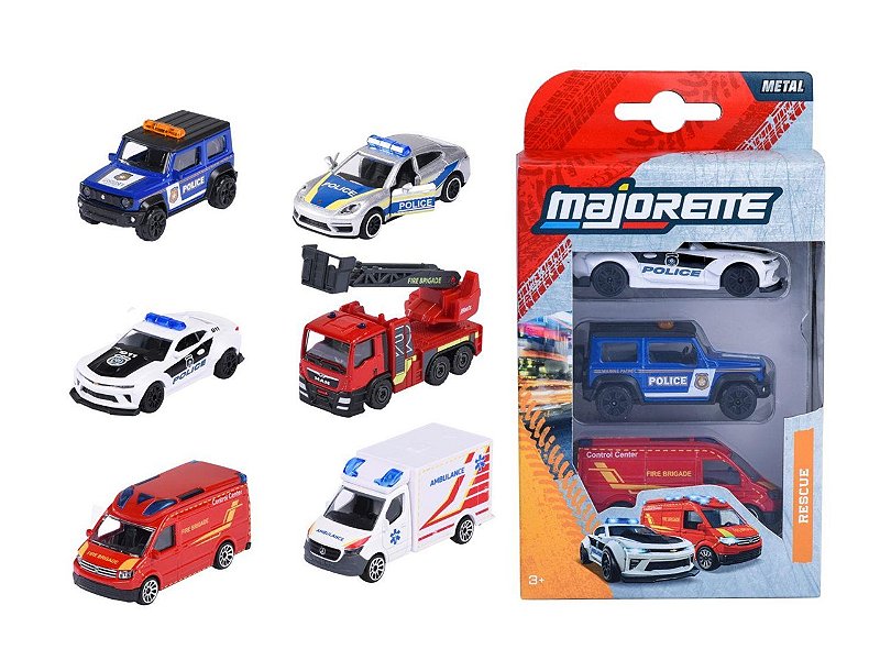 1/64 MAJORETTE SORTIMENTO RESCUE CONJUNTO COM 3 VEICULOS